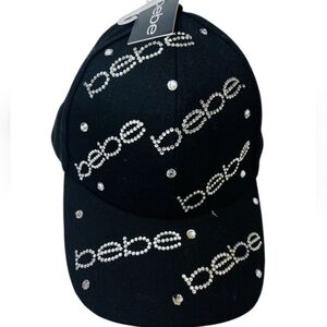 Bebe Black Rhinestone Cap - OSFM